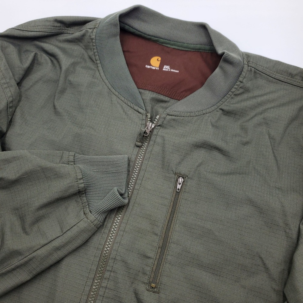Carhartt Liberty Force Men‎ 2XL Olive Green Ripstop Scrub Jacket C84108 Bomber